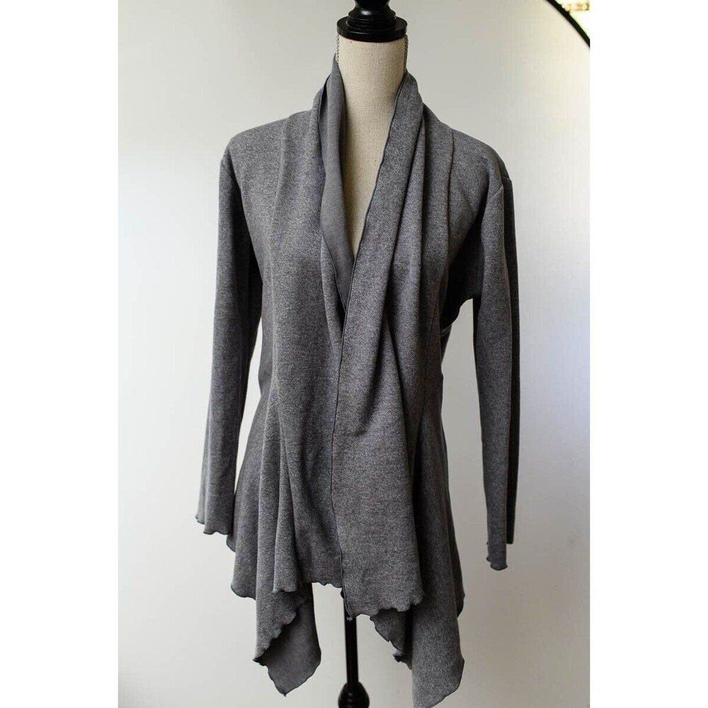 Flutter Squeak Gray Open Cardigan Asymmetrical M … - image 4